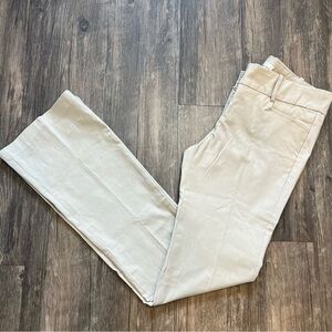 E.T.C Women's Beige Flat Front Straight Leg Mid Rise Pants Trousers Size M